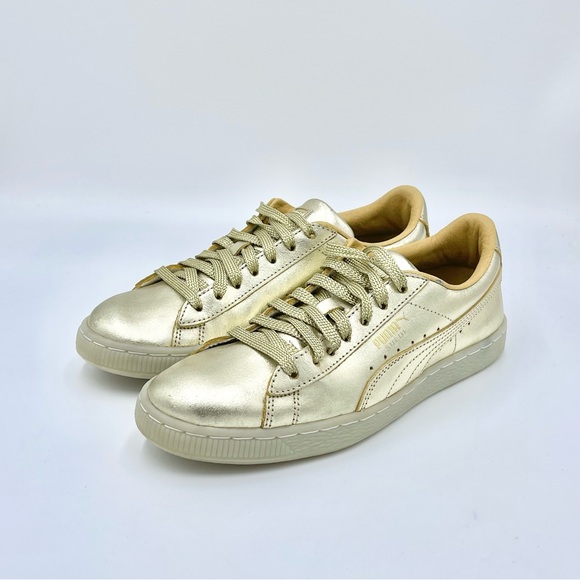 Puma Suede ‘50th Anniversary’ Gold Leather Sneakers 367297 Kids Juniors Sz 6.5c - Picture 4 of 14